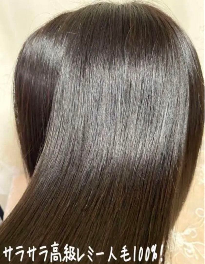 高級レミー人毛100% 自然な黒S フルウィッグリアルスキン医療用