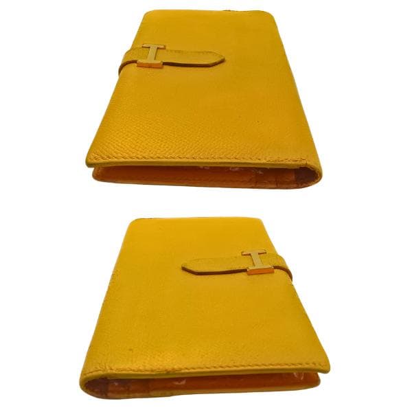 エルメス ベアン 長財布 イエロー 二つ折り H金具 レザー　0057