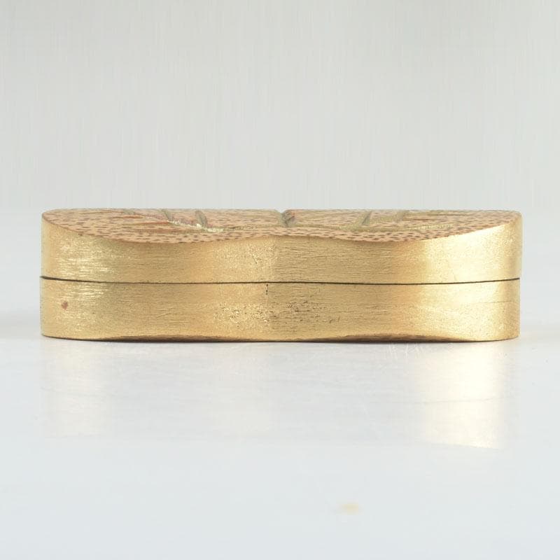 茶道具　雅象作　古竹内黒柿金塗　松竹香合　共箱　V　9490