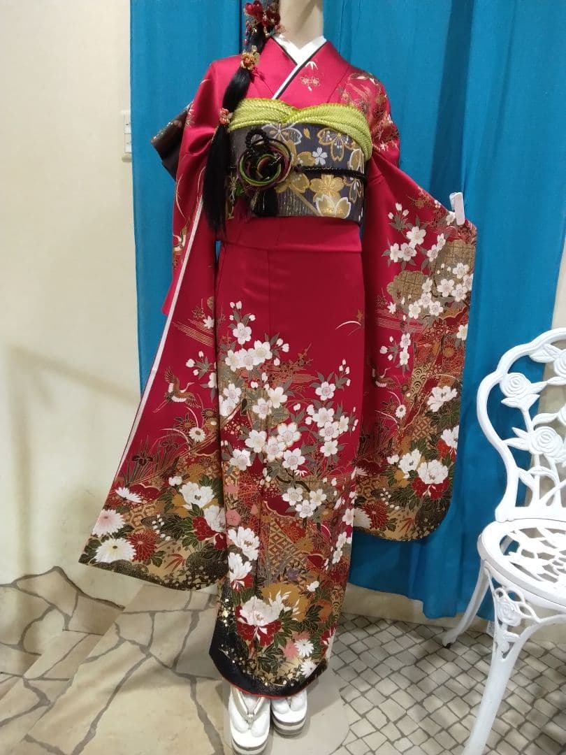 振袖フルセット、やまと誂製成人式、重ね衿、帯揚げ帯締め西陣袋帯、襦袢、ガード加工
