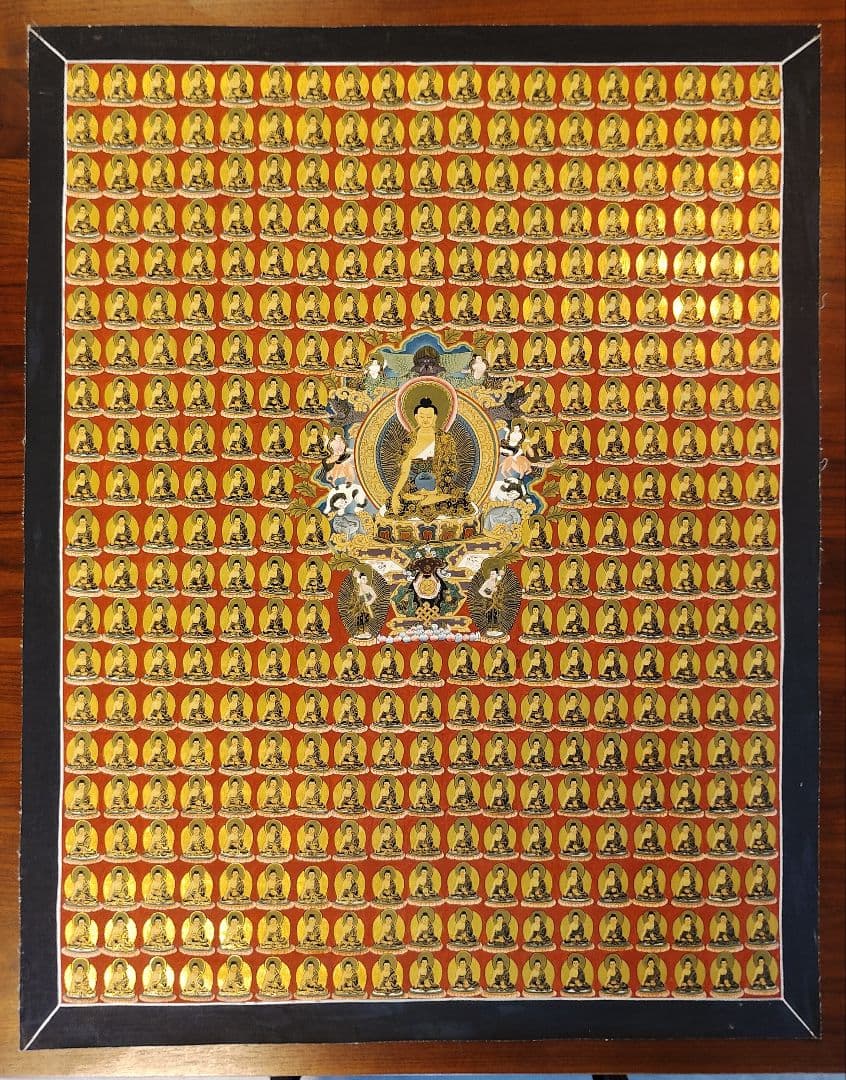 釈迦牟尼 千仏タンカ 手描き 仏画