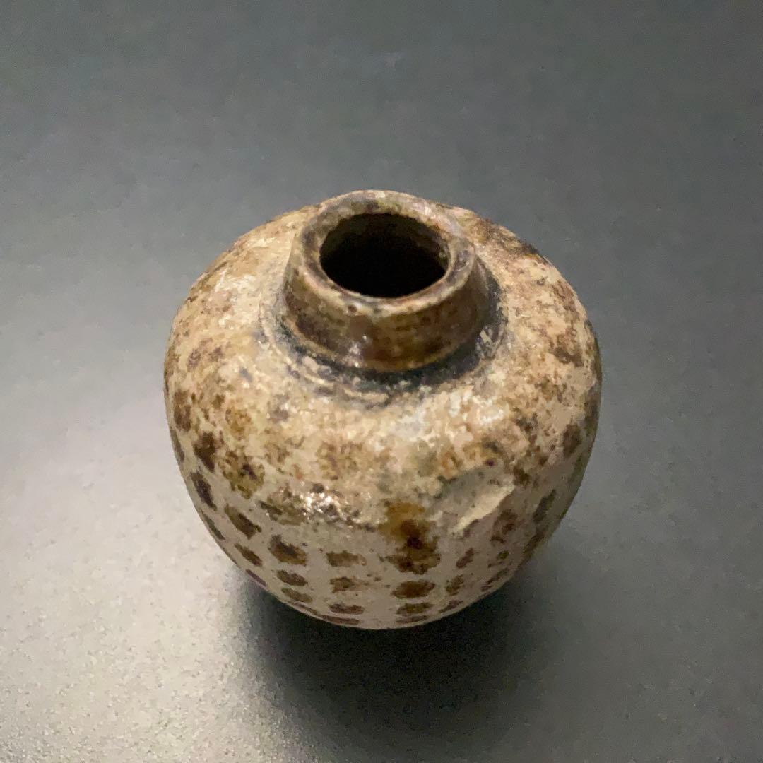 褐釉斑文小壺　タイ　スンコロク　骨董　R1396ダM