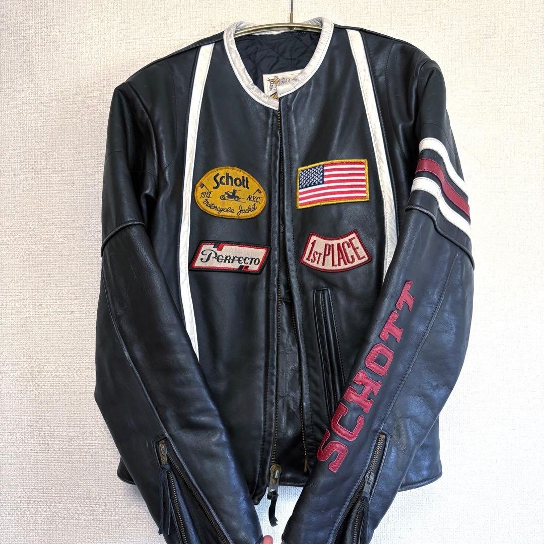 80s schottシングルライダースジャケット ジャケット ブラック 34