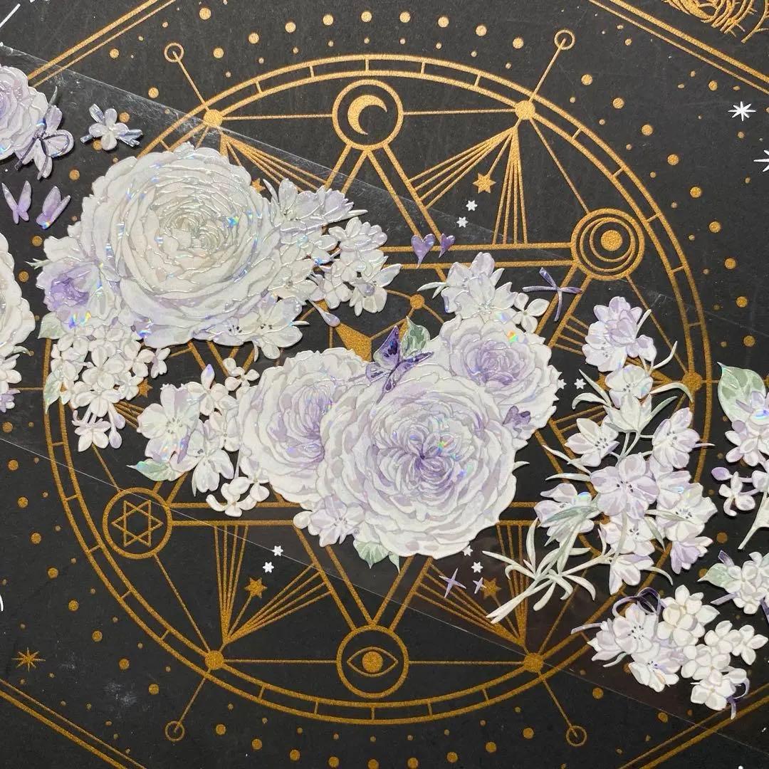 【9249】海外　マステ　中古巻　貝殻光マスキングテープ　お花系　紫