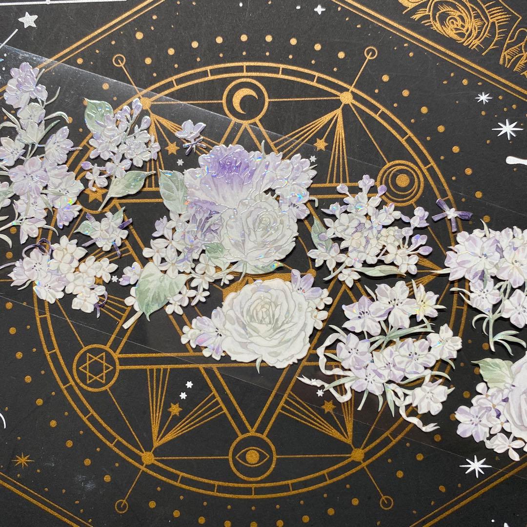 【9249】海外　マステ　中古巻　貝殻光マスキングテープ　お花系　紫