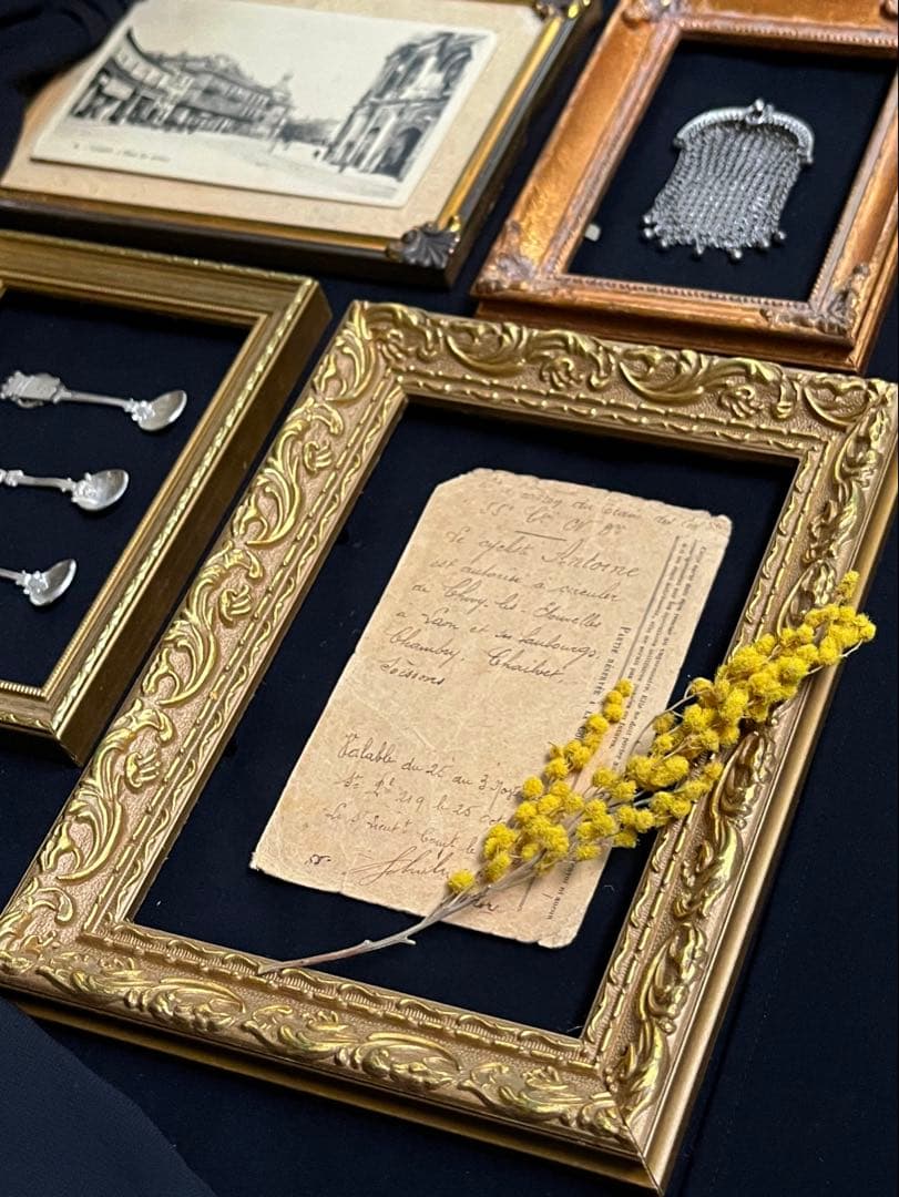 ◆フランスアンティーク｜写真立てフレームフォトスタンド木枠額縁額装ガラス壁掛け