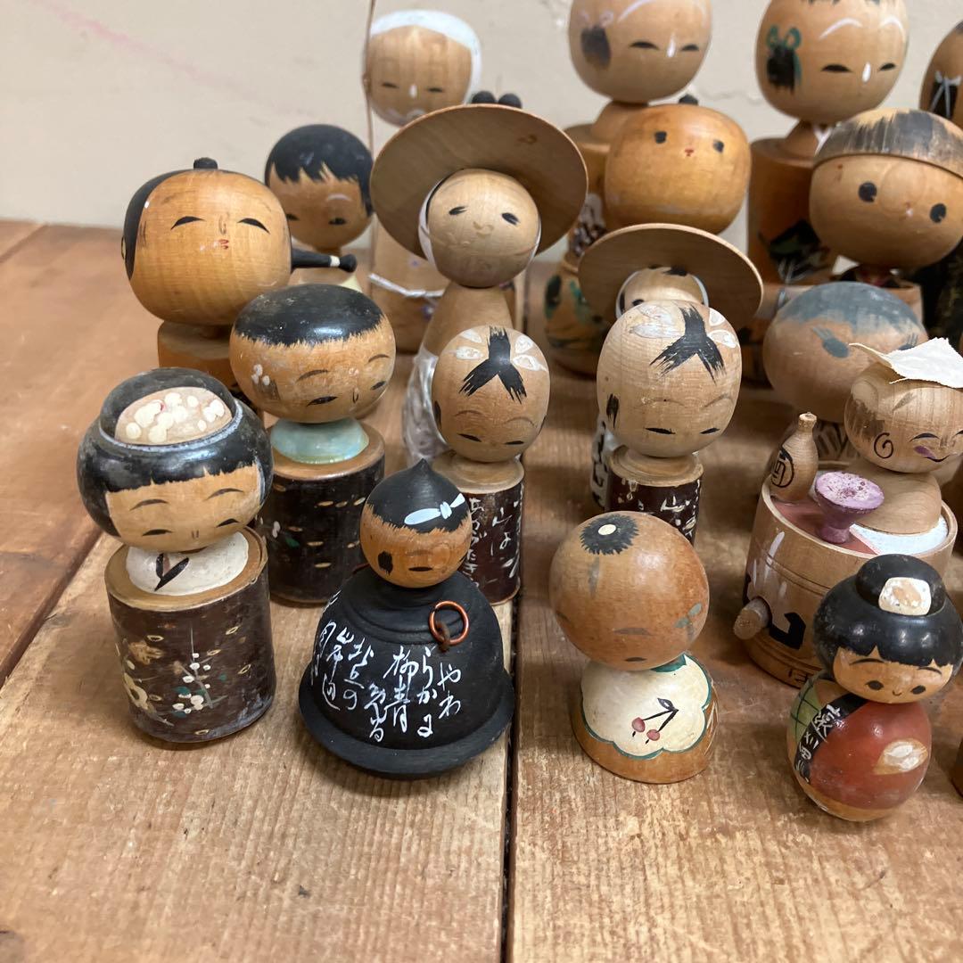 D-3 昭和レトロ 郷土玩具 こけし 小芥子 ミニチュア ミニ 52体セット