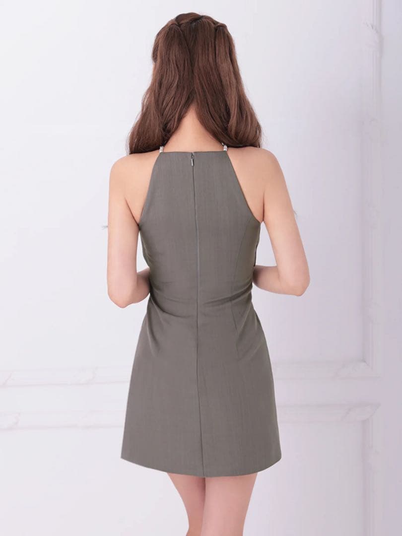 エンジェルアール　リボン　ビジュー　ドレス　グレー　XS