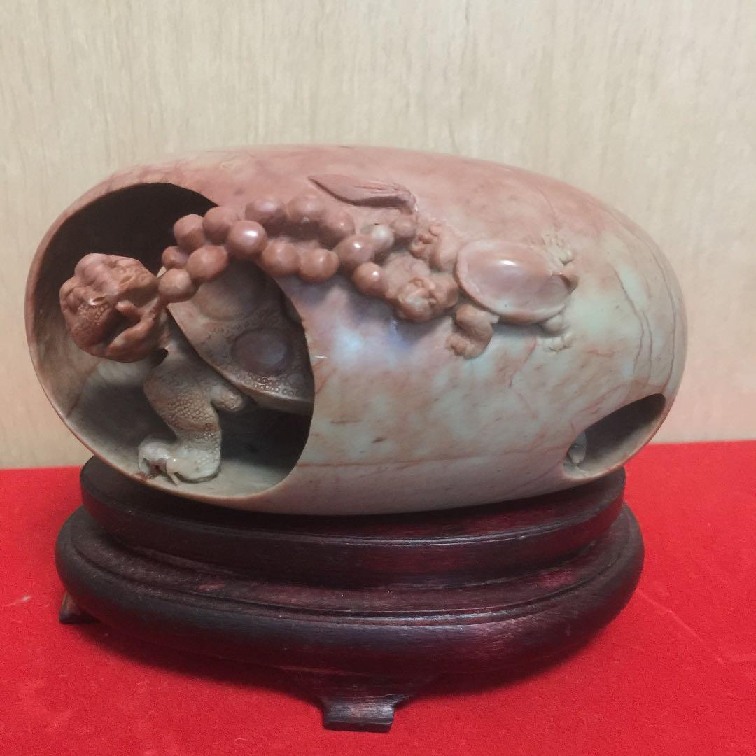 中国寿山石 細工 亀