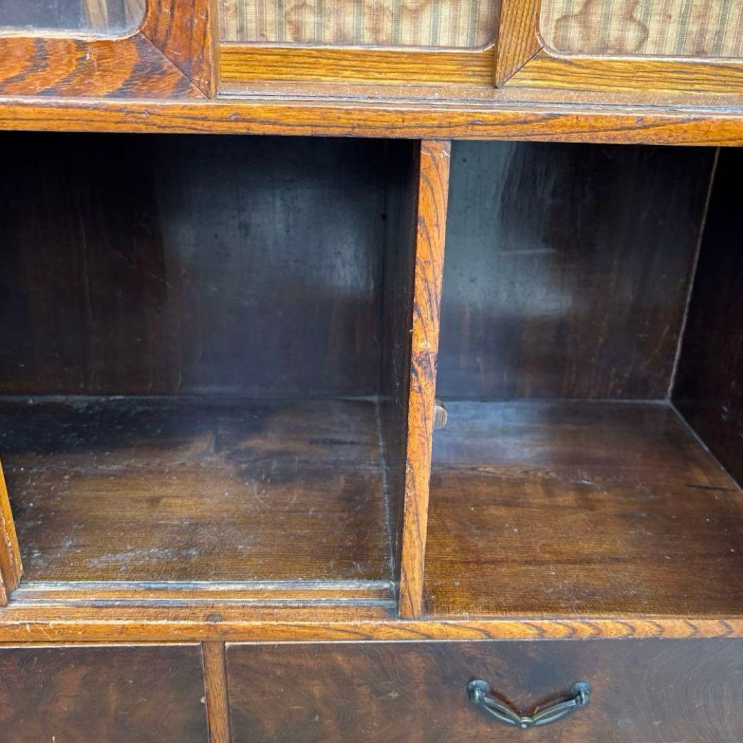 日本のアンティーク 古い茶箪笥 時代箪笥 水屋箪笥 飾り棚 茶棚 食器棚 収納