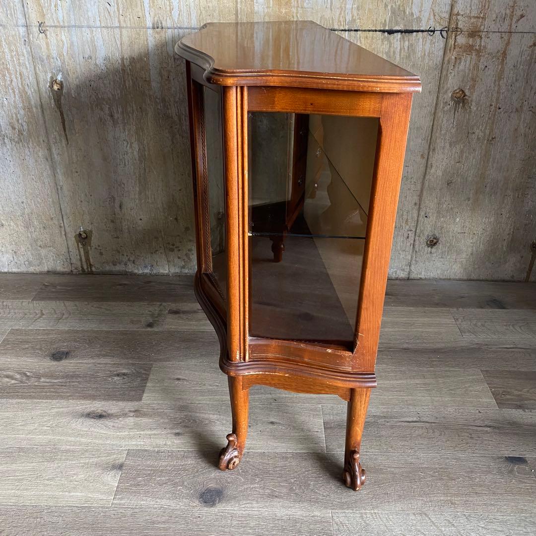 ヴィンテージ ガラスキャビネット　猫脚キャビネット　サイドボード