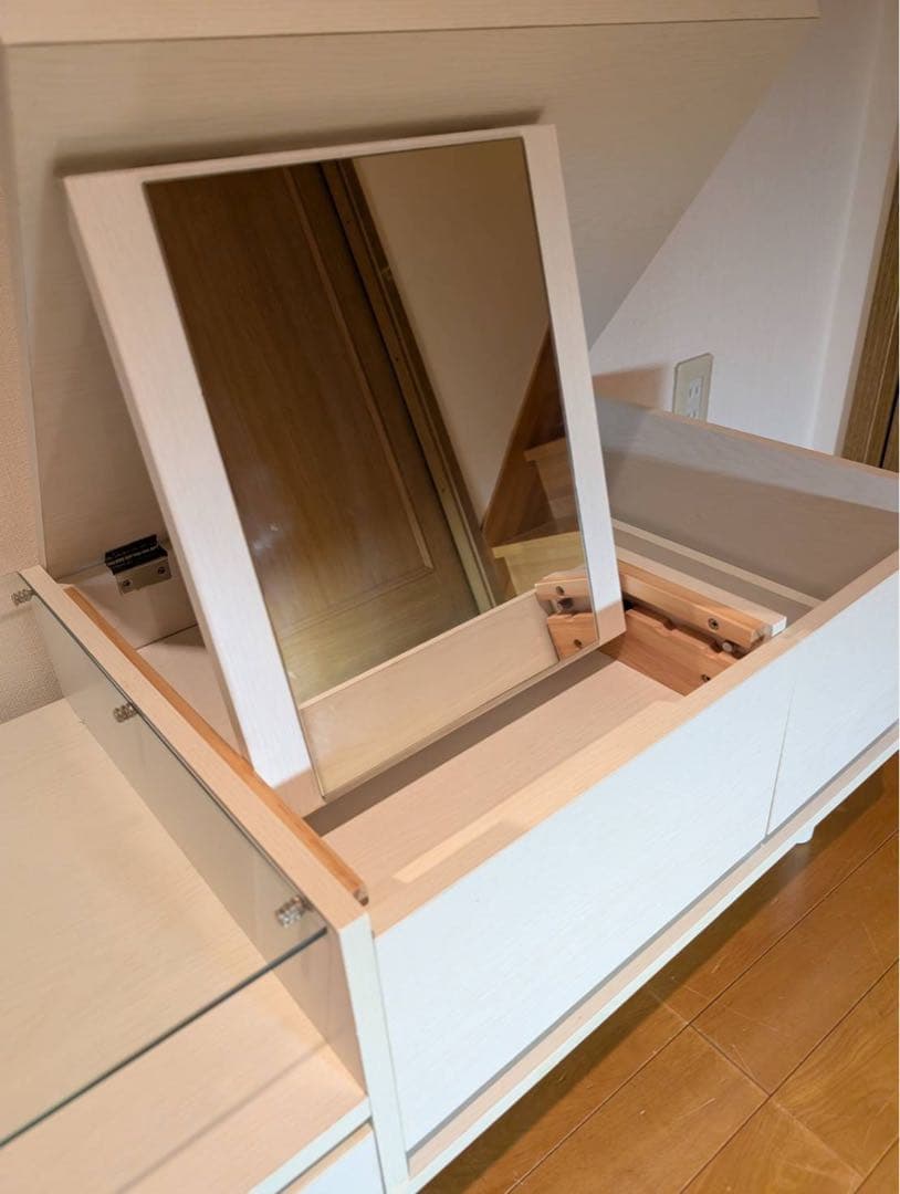 ■送料込■LOWYA ドレッサー コスメ台 ローテーブル 鏡化粧センターテーブル