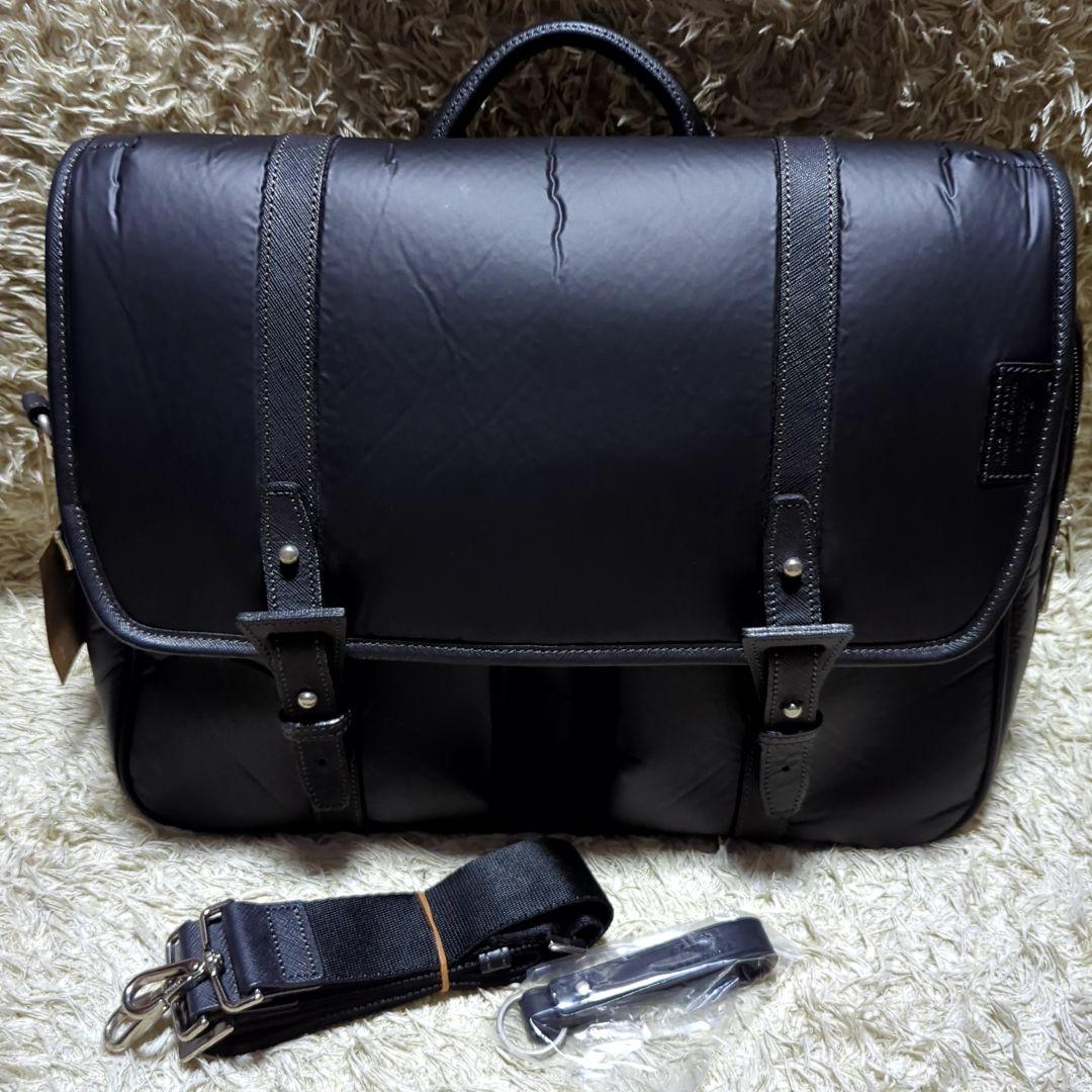 新品Lagasha ナイロン　PUコーティング　牛革　ショルダー　ハンド　バッグ