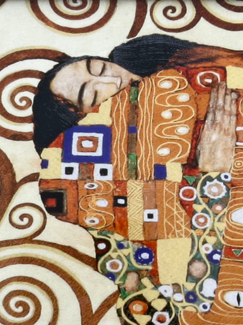 クリムト　「抱擁」　複製ポスター　額付　メディウム加工　②