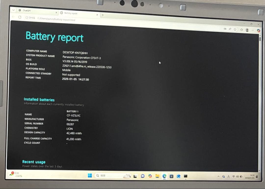 Panasonic Let's note シルバー 本体 ACアダプター付