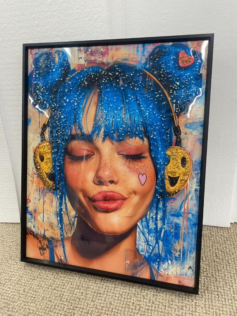 水晶絵　ビリーアイリッシュ　POP　アートパネル　絵画　壁掛け　カラフル　ポップ