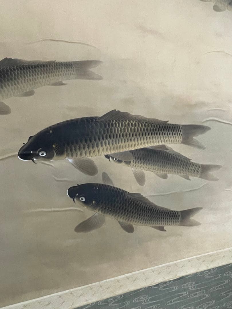 遊鯉　掛軸　日本画　骨董　古美術　蔵出し　落款　共箱　お宝　掛け軸