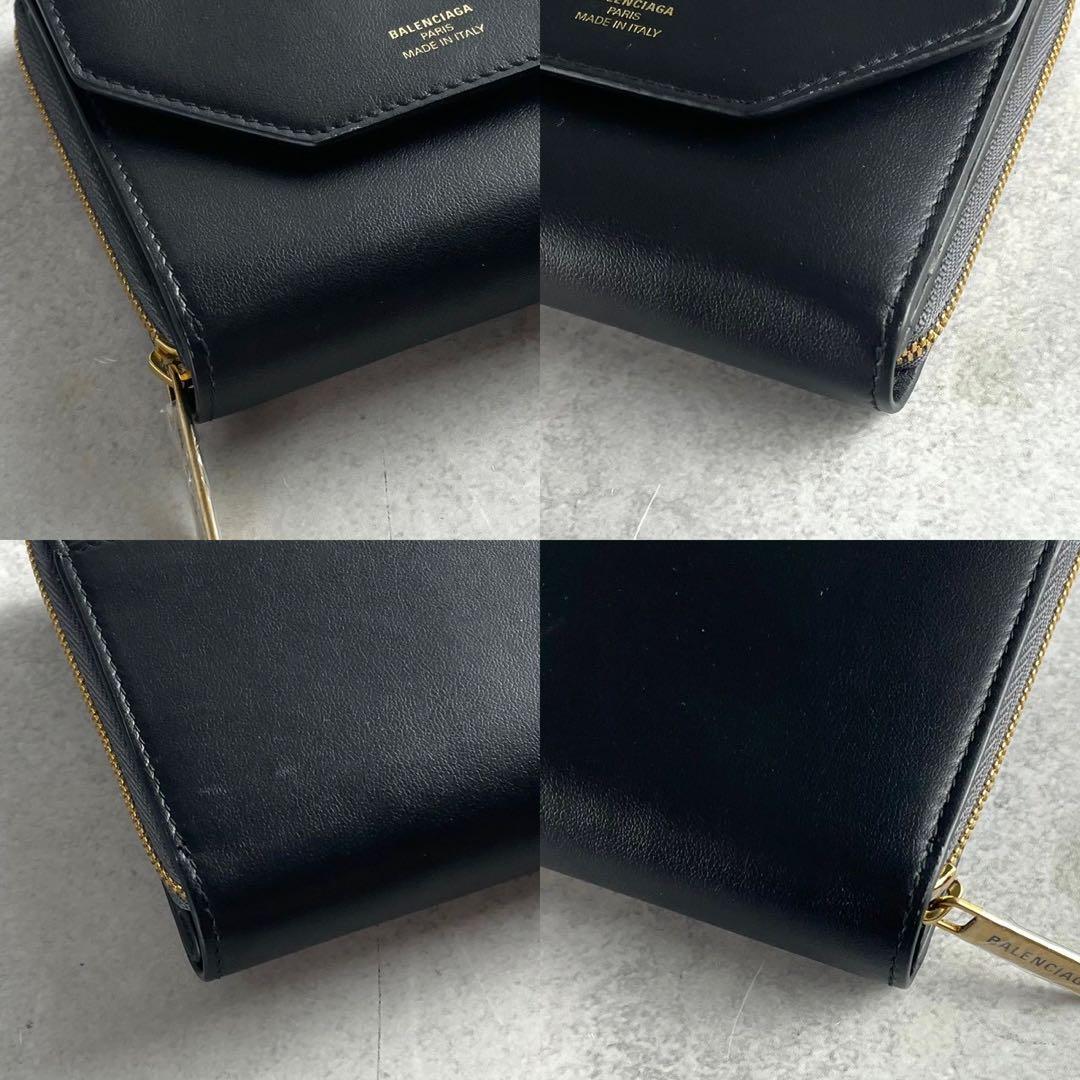 【現行 付属品完備】極美品 バレンシアガ Envelope 財布 黒 レザー