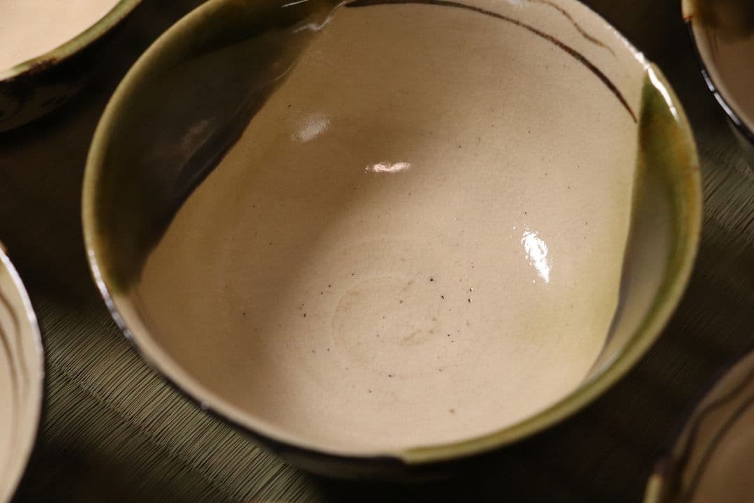 加藤丈助造 織部 蓋茶碗 十客 茶懐石道具 蓋物 陶芸 陶器【MA426】
