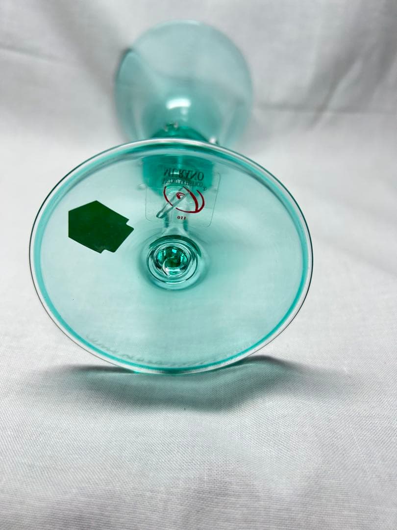 ベネチアングラス　ブライトグリーン透明ガラスフラワーベース Vetri製