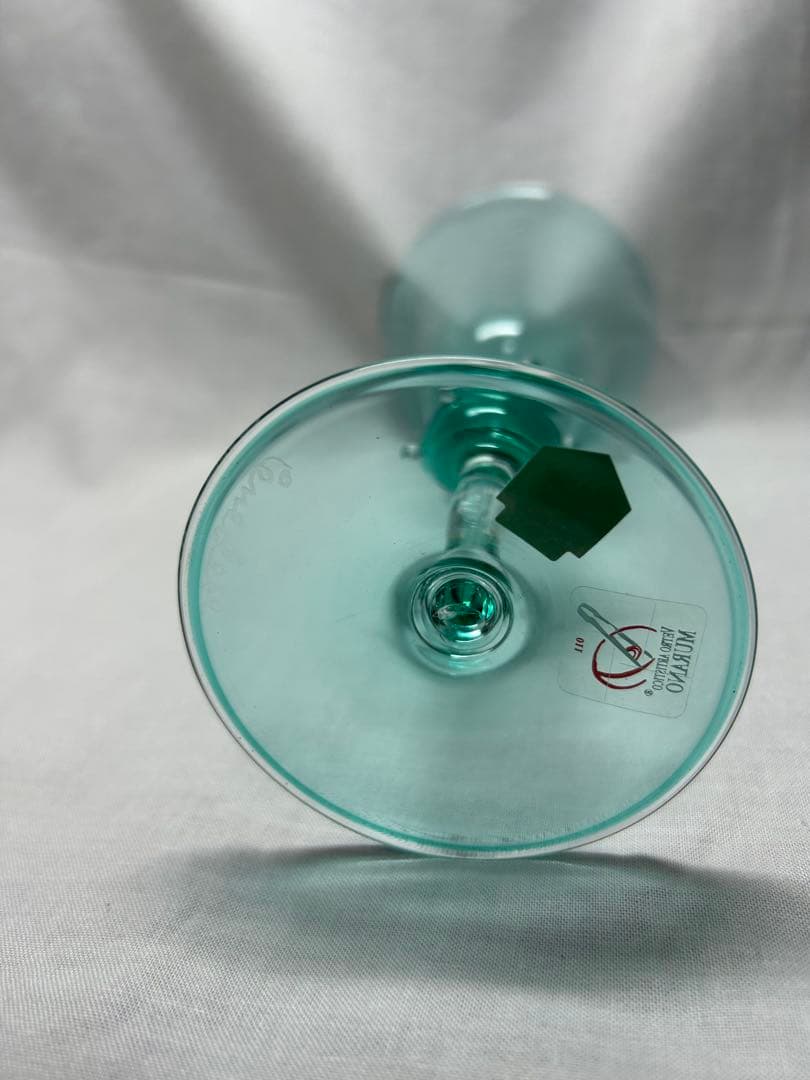 ベネチアングラス　ブライトグリーン透明ガラスフラワーベース Vetri製