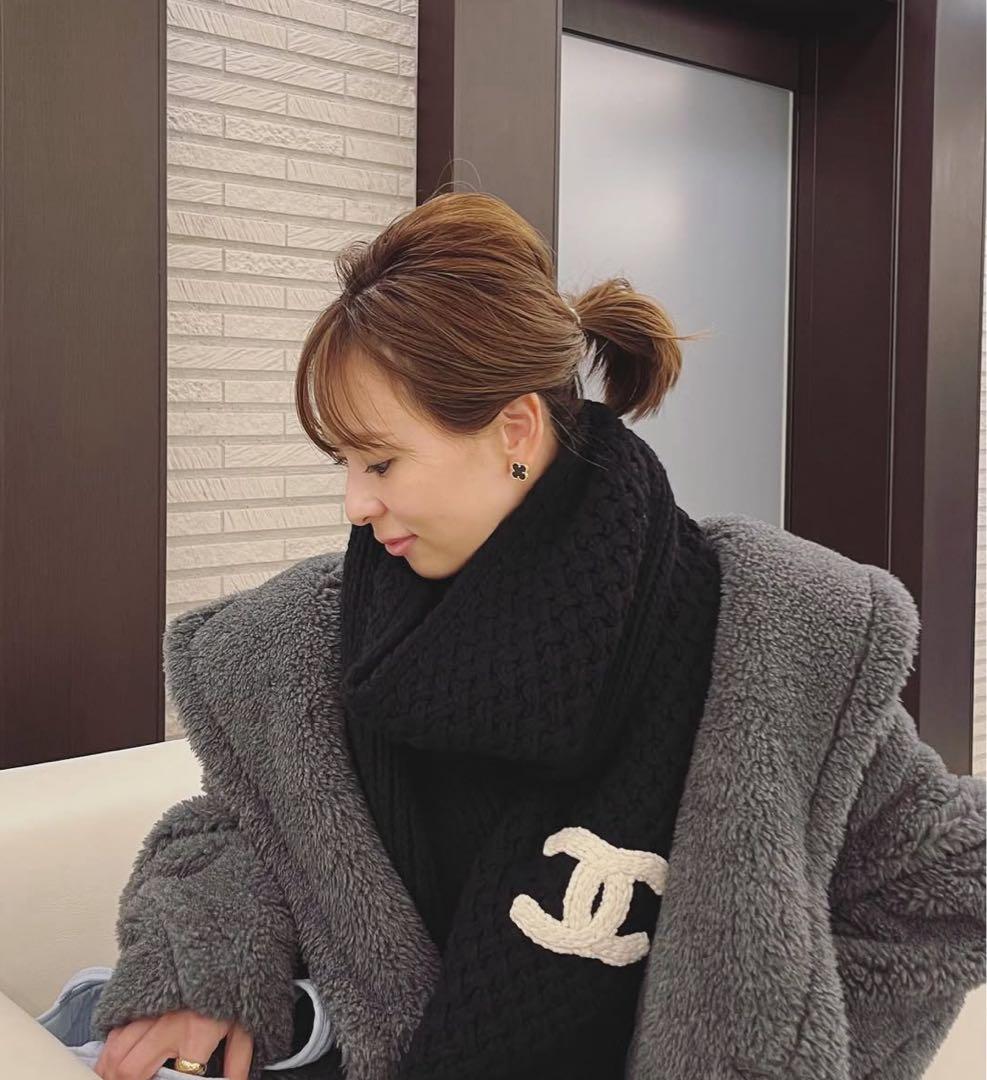 正規品　CHANEL シャネル　ココマーク　カシミヤ　ニットマフラー