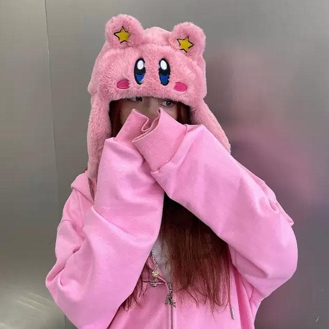 KAKAZZY 帽子 ニット帽 ビーニー 耳当て キャップ コスプレ カービィ