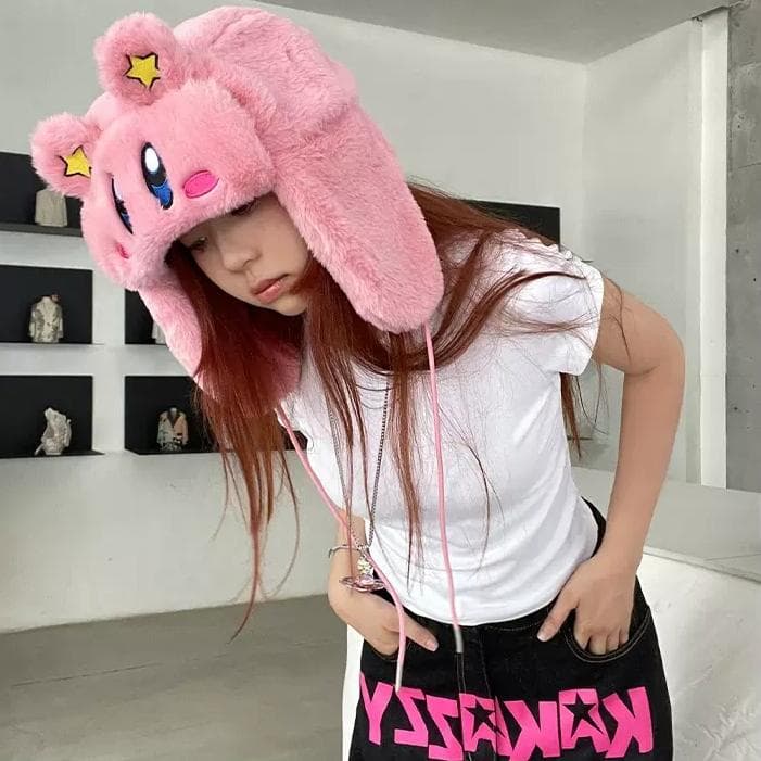 KAKAZZY 帽子 ニット帽 ビーニー 耳当て キャップ コスプレ カービィ