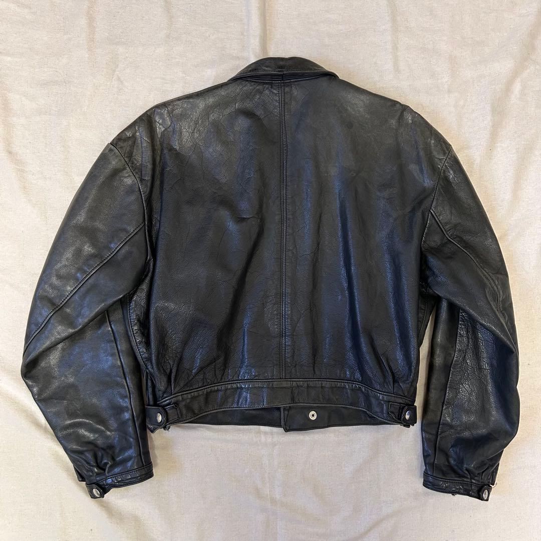 西ドイツ製 短丈 レザージャケット スウィングトップ フェードブラック 黒