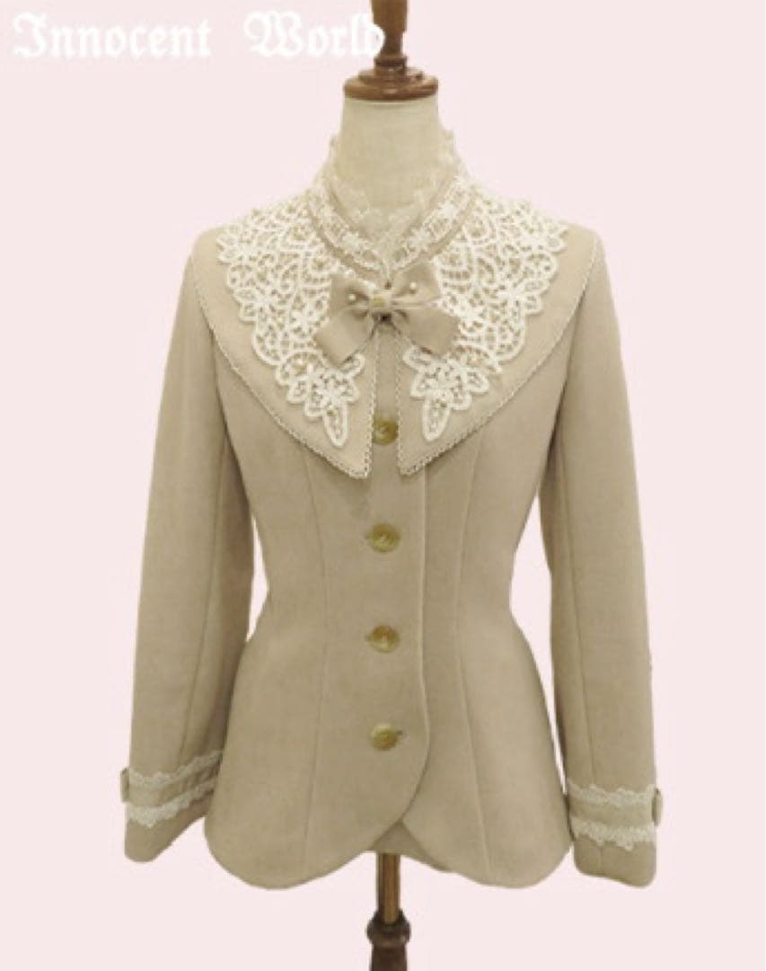 イノセントワールド ブロンシュウールハーフコート ミルクティー×生成 M