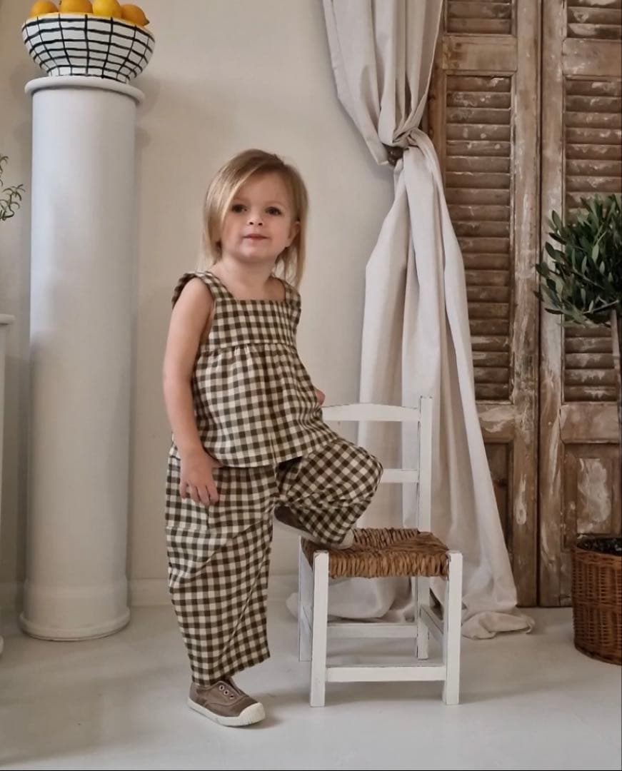 organic zoo－Olive Gingham 上下セット