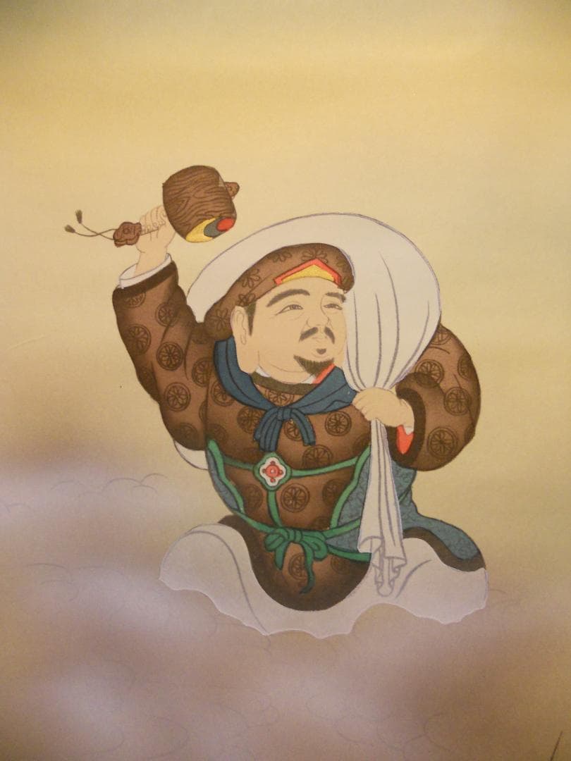 掛け軸 翠山 恵比寿大国 絹本 希少 軸装 茶道具 掛軸 美品 です。