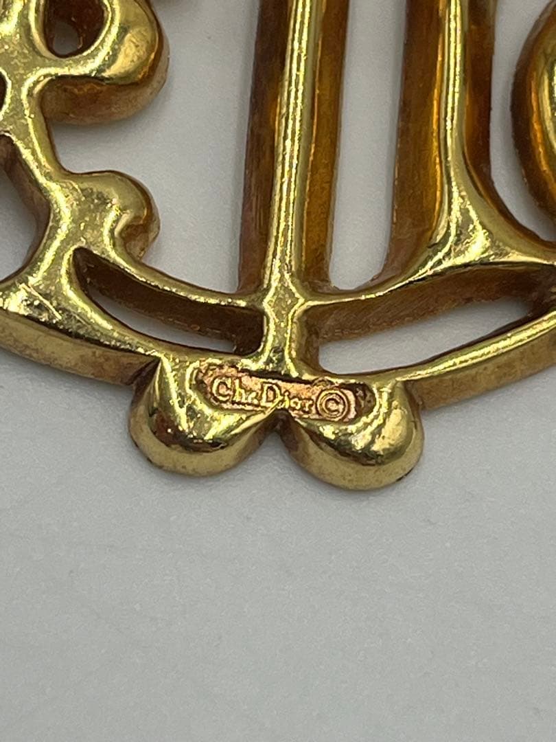 Dior　ブローチ　旧ロゴ ラインストーン　CD　ロゴ　希少