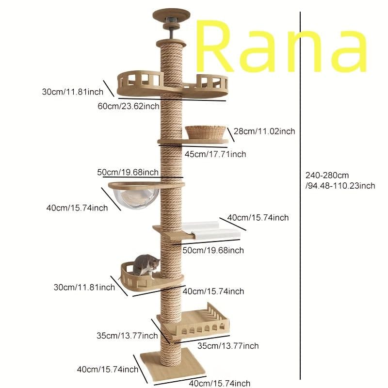 ンギングベッド＆展望デッキ- 木製室内クライミング家具猫用 - 頑丈なパイン材