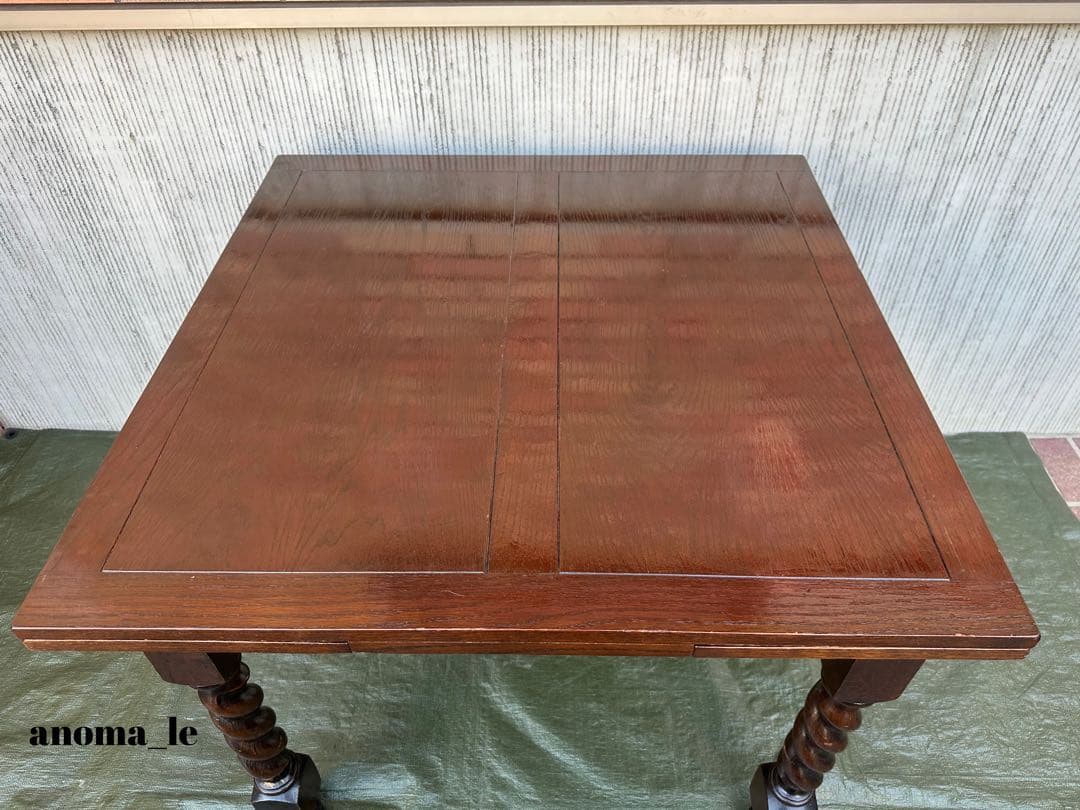 【ドローリーフテーブル】英国　伸長式　ツイストレッグ　アンティーク◎