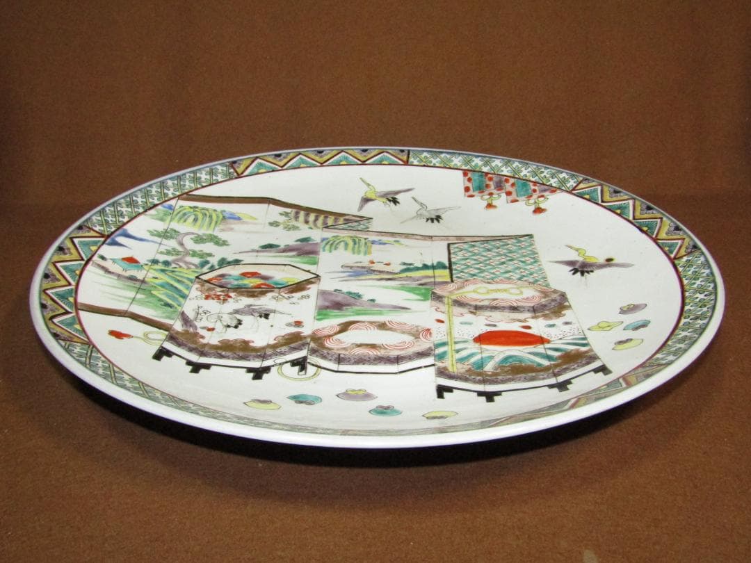【色絵　時代貝合わせ・貝桶図　一尺三寸皿】古伊万里