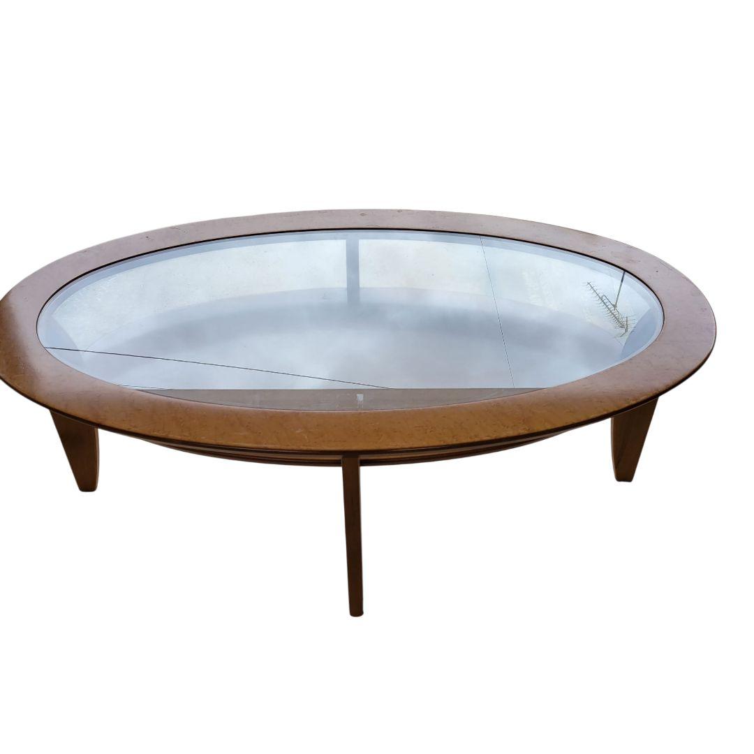 【希少】天然木 円テーブル ガラステーブル サイドテーブル 座卓テーブル