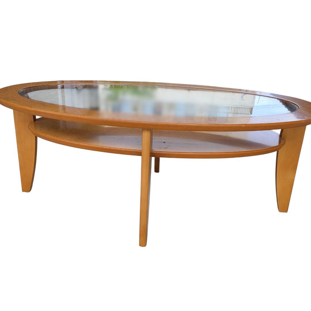 【希少】天然木 円テーブル ガラステーブル サイドテーブル 座卓テーブル