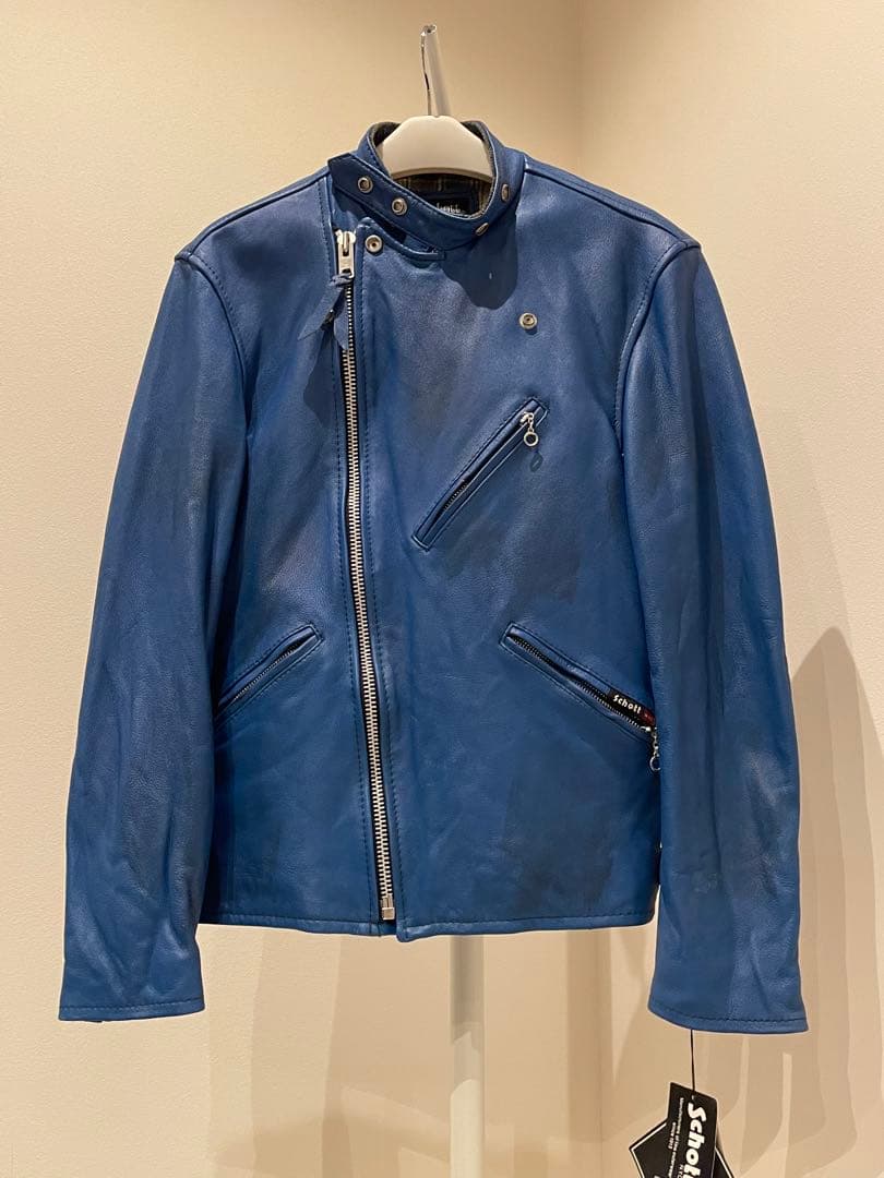 Schott ショットライダースジャケット ダブルブレストブルー　試着のみ