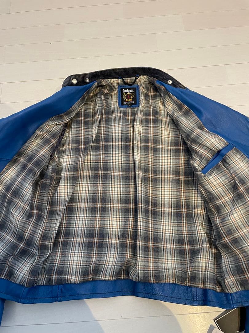 Schott ショットライダースジャケット ダブルブレストブルー　試着のみ