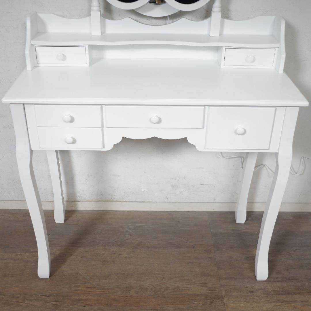 【新品・未使用】　女優ライト付き　　猫脚　ドレッサー＆チェアー　セット