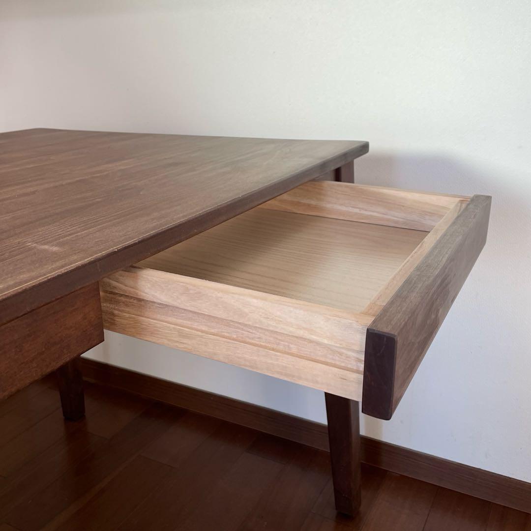 ダイニングテーブル　ウォールナット調　引き出し付き