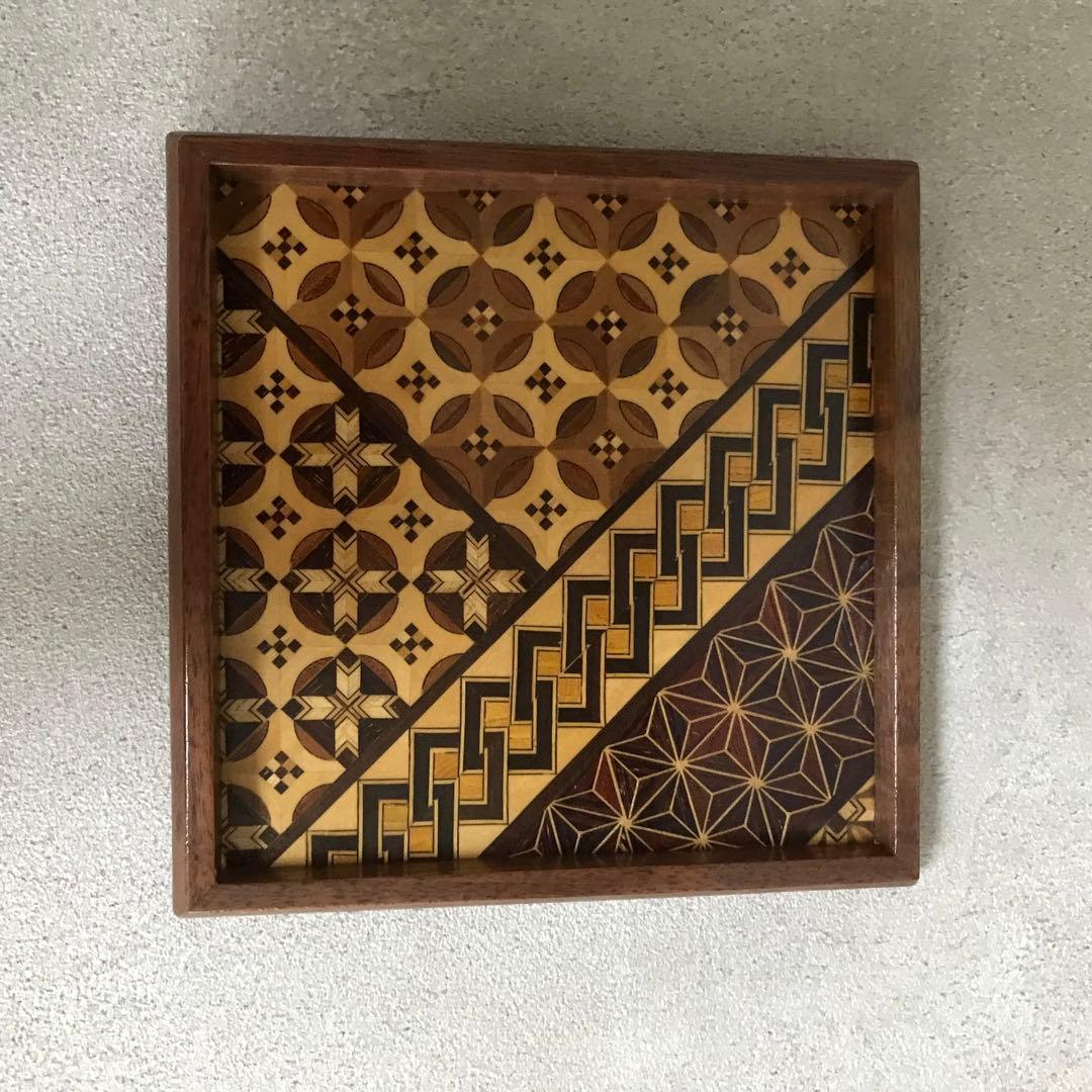 希少　箱根寄木細工　工芸品　取り皿10枚　取り箸付き(箱根駅伝トロフィー)