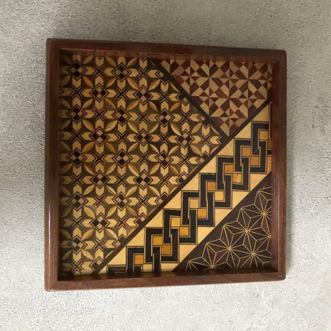 希少　箱根寄木細工　工芸品　取り皿10枚　取り箸付き(箱根駅伝トロフィー)