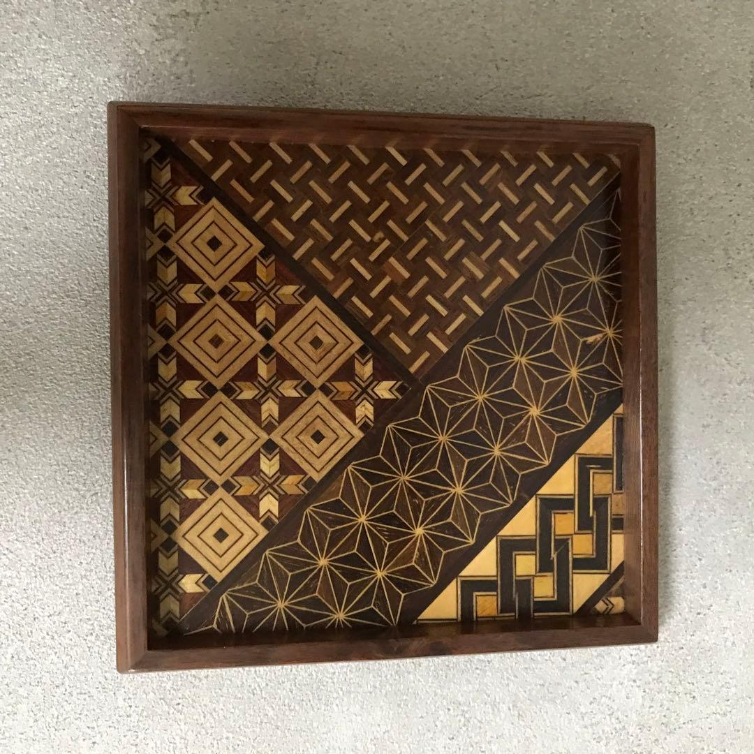 希少　箱根寄木細工　工芸品　取り皿10枚　取り箸付き(箱根駅伝トロフィー)