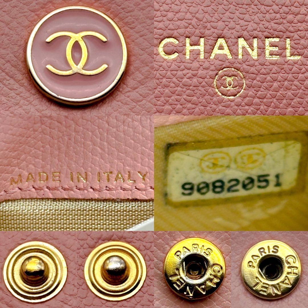 【美品✨】シャネル 財布 ココボタン Wホック 三つ折 ピンク