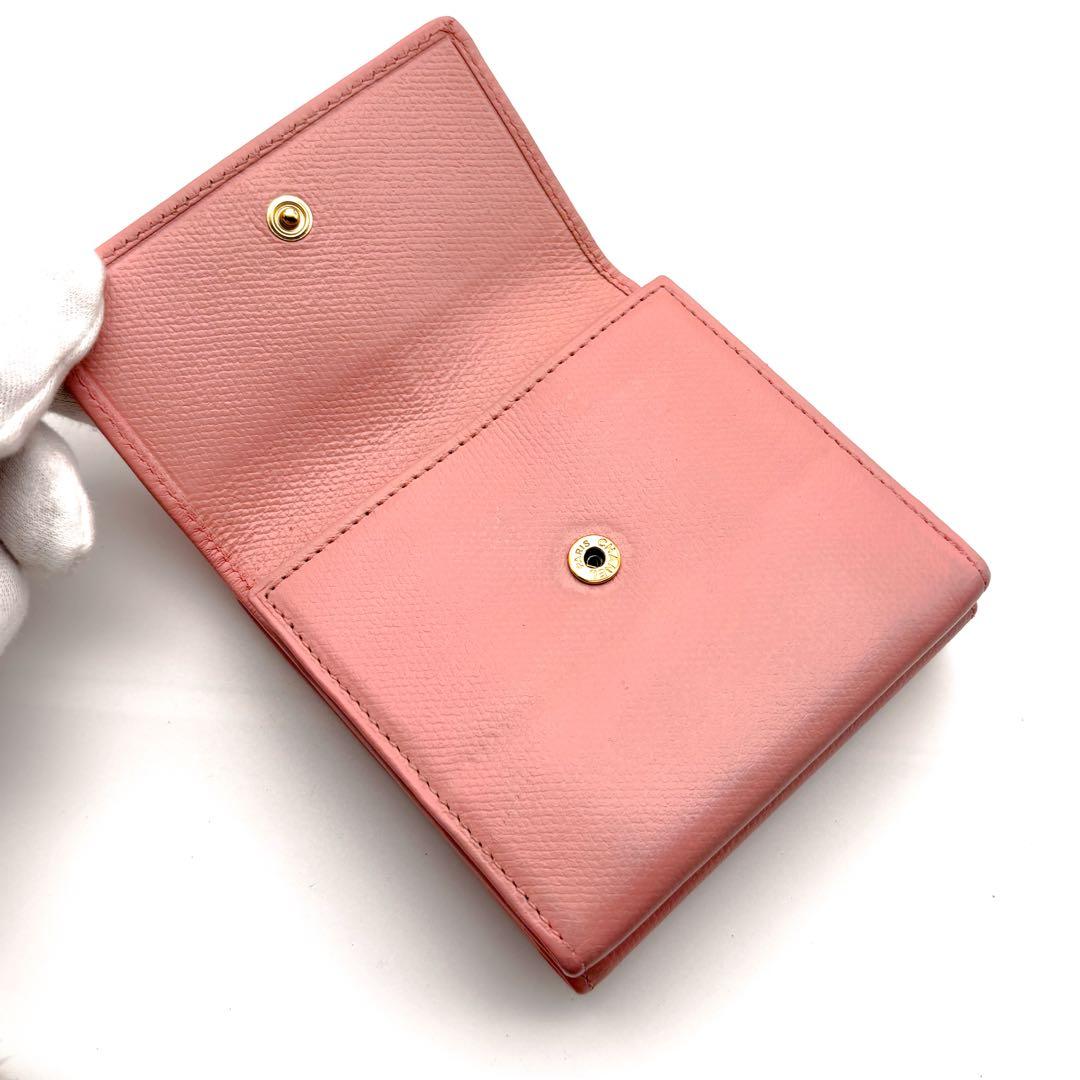 【美品✨】シャネル 財布 ココボタン Wホック 三つ折 ピンク