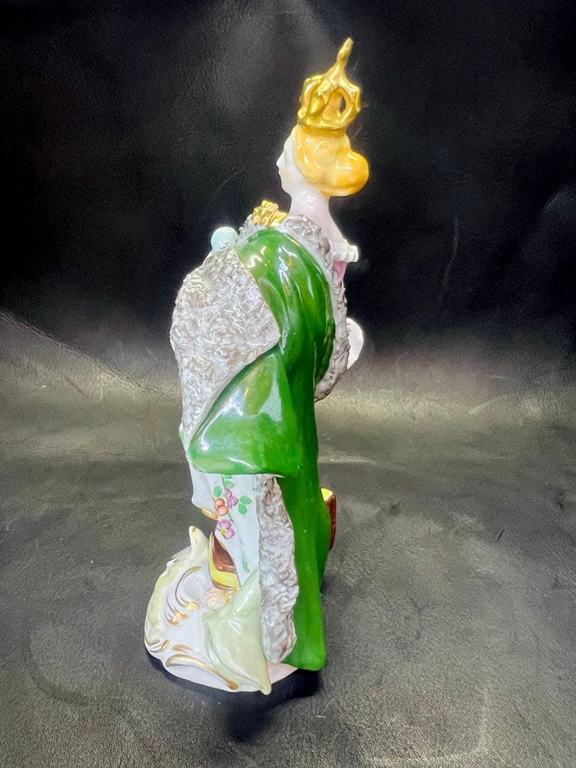 陶器製女性像 置物 ハープ付き