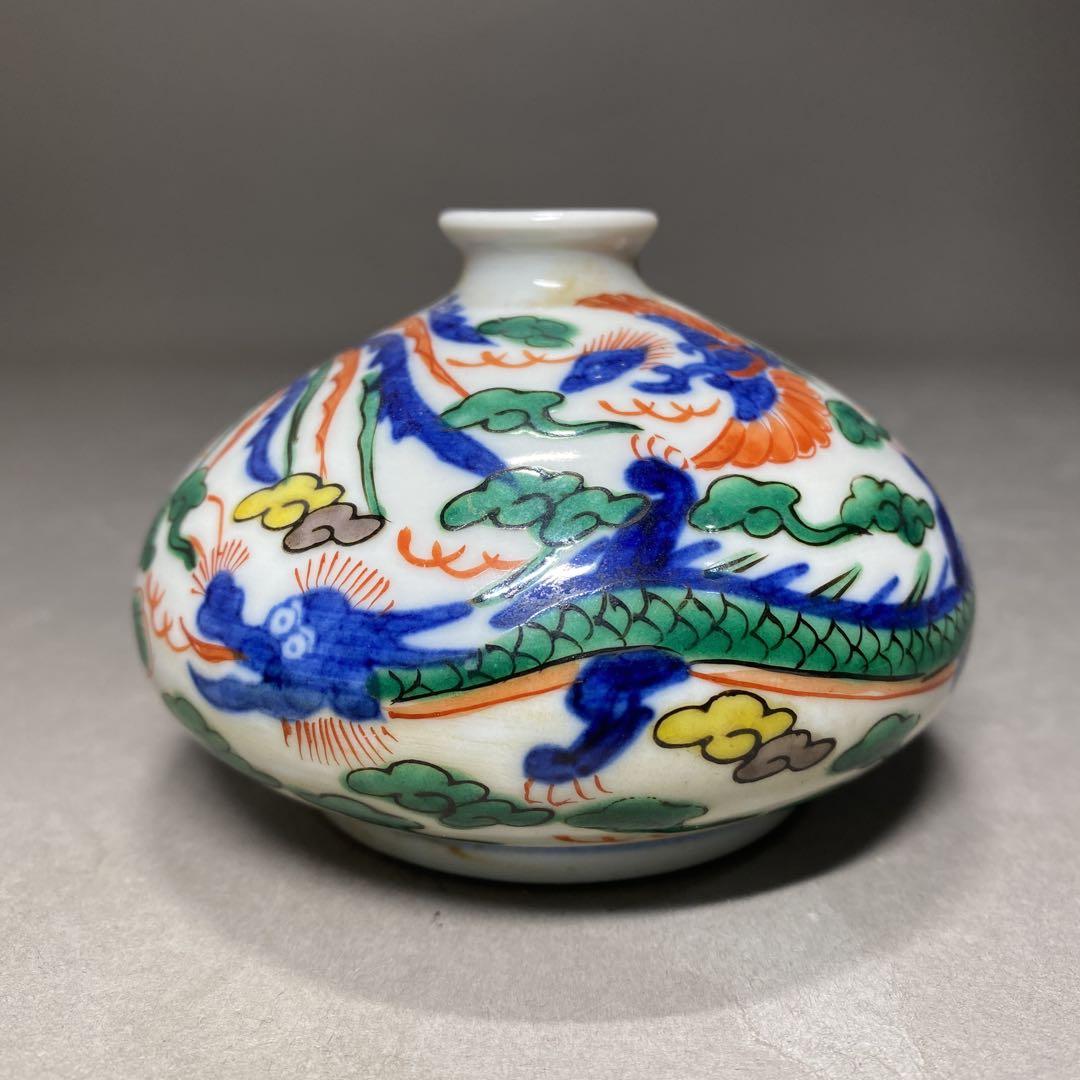 景德鎮　大明萬暦年製　古玩　粉彩　一輪挿し　油壺　サイズ φ9㎝×高さ6.3㎝