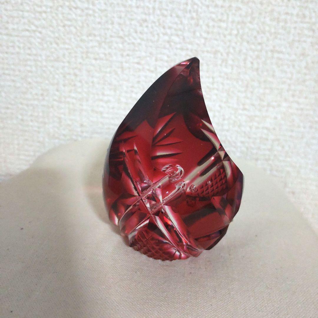 薩摩切子 ペーパーウェイト 薩摩の雫 赤